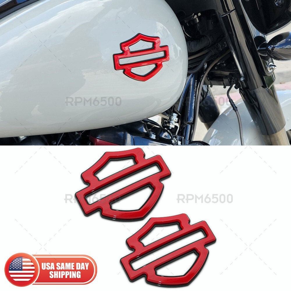 Harley CVO Custom Tank Logo Emblems, Gloss Red & Black Double Layer (set of 2)