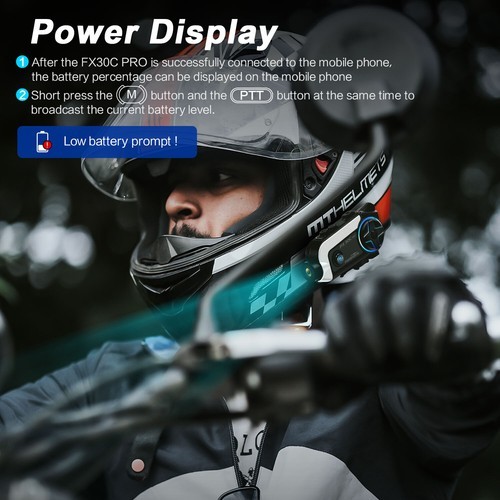 BT Fodsports FX30C Pro Motorcycle Intercom Bluetooth 5.4 Helmet Headset 1080P FM