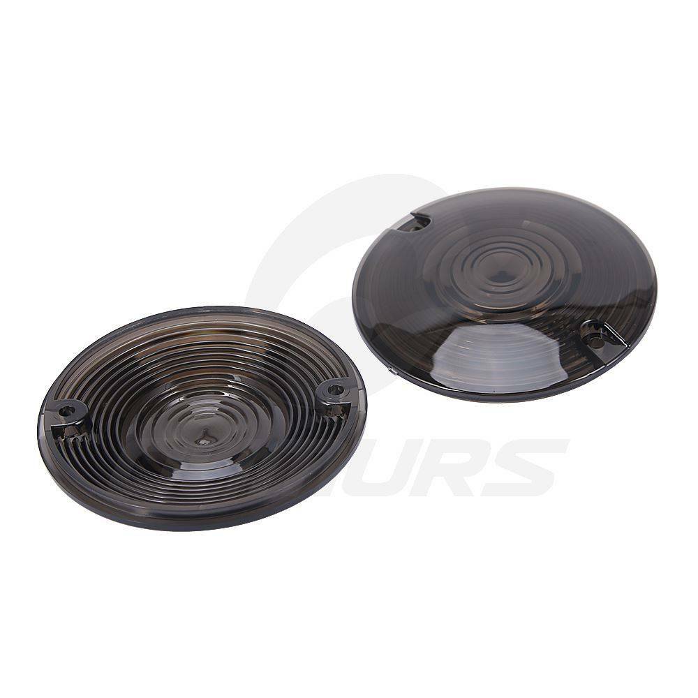 2Pcs Smoked Lens Turn Signal Light Flat Lens Covers For Harley Road King Glide