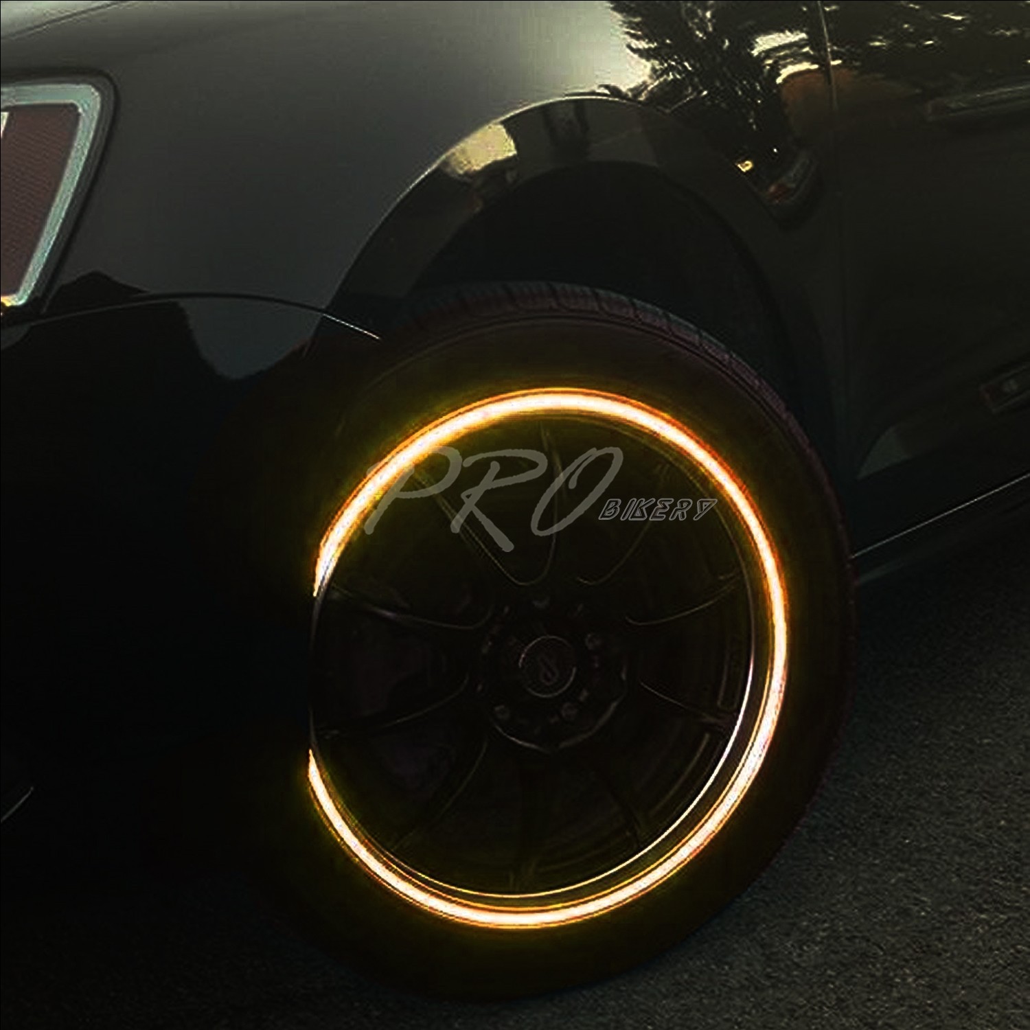 16/17/18″Inches Reflective Rim Tape/Front+Rear Wheel 4-Side Stripes Sticker Gold
