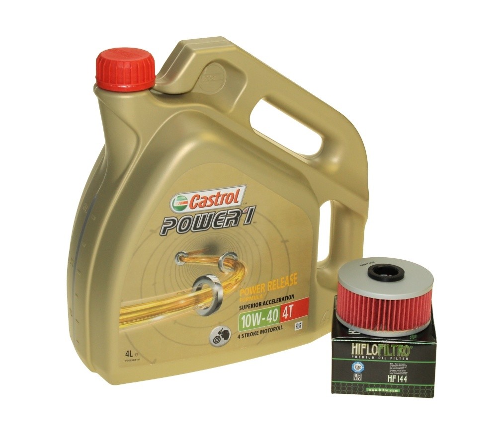 Oil Change Kit 4 Liter Castrol SAE 10W-40 Power 1 4T incl. Oil Filter Hiflo HF144