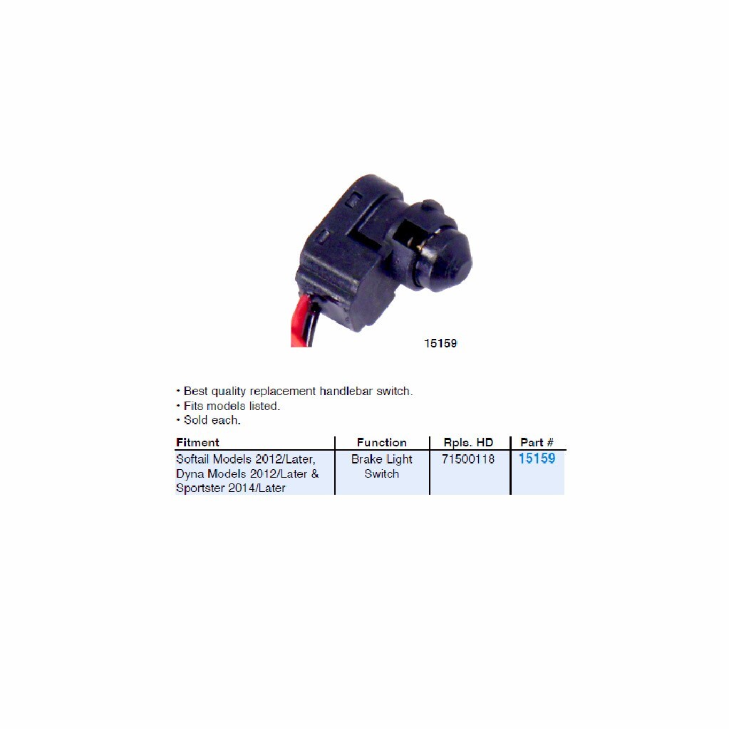 HARLEY BRAKE LIGHT SWITCH FRONT 2012-UP FX FLST FXD 2014-UP 71500118