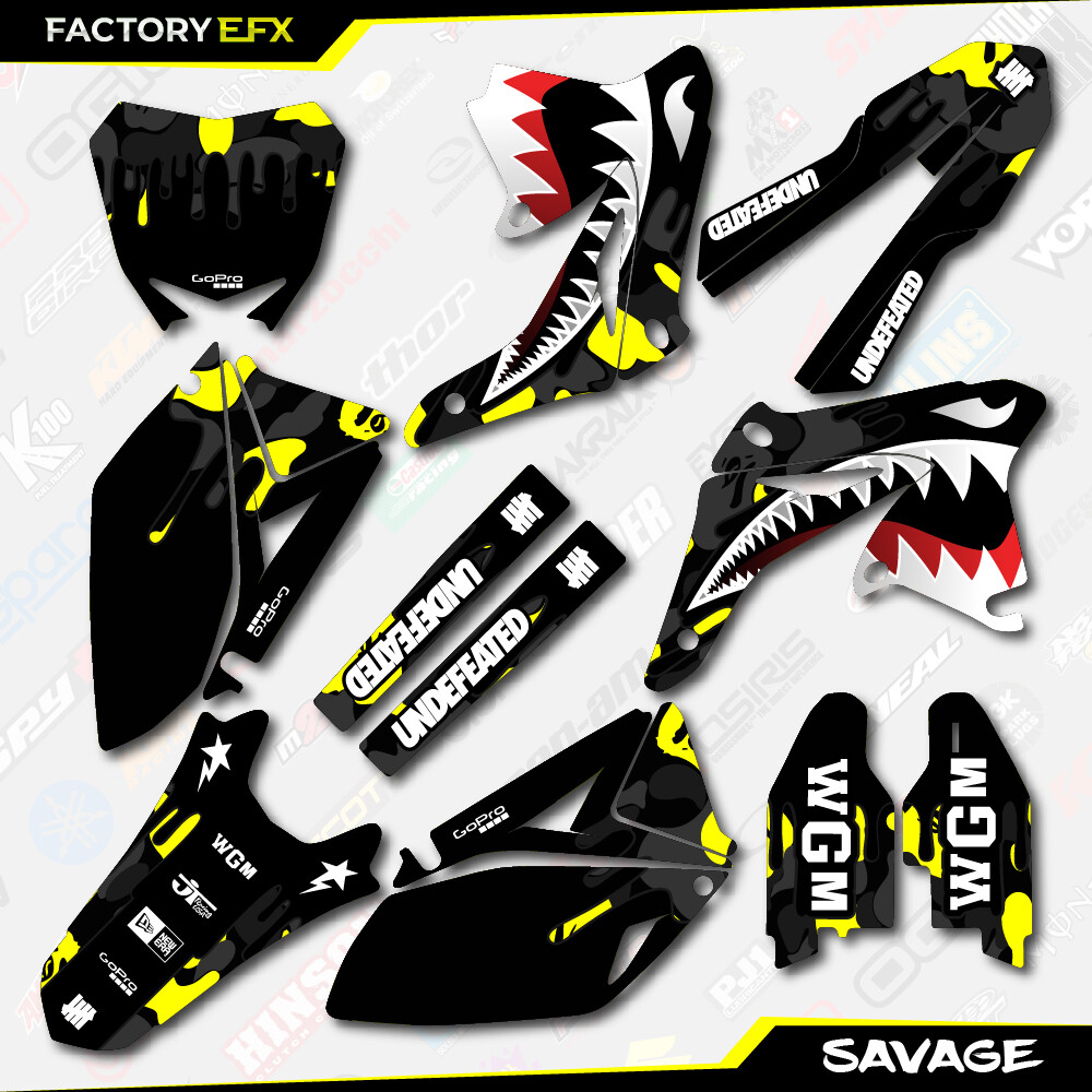 Black & Yellow Savage Camo Racing Graphics Kit fits Suzuki RMZ250 RMZ 250 10-18