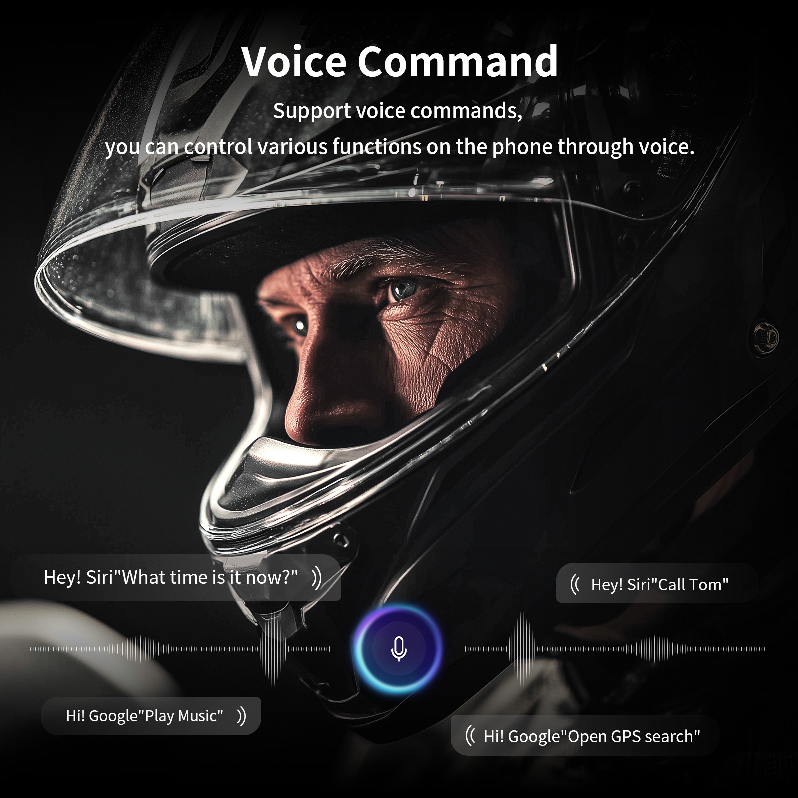 2X TCOM-VB Motorcycle Intercom 2Way Bluetooth Helmet Headset 800M Soft+Hard mic
