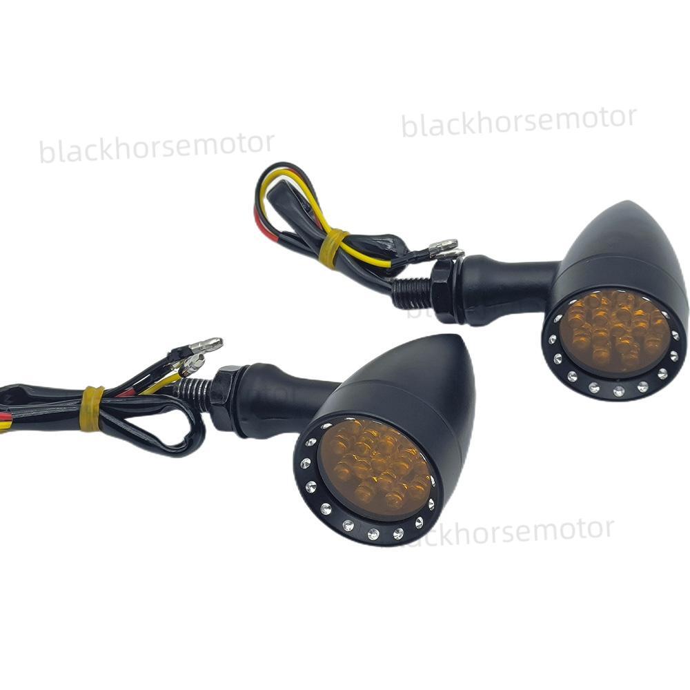 Motorcycle Black LED Amber Blinker Turn Signal Lights For Harley Honda Univresal