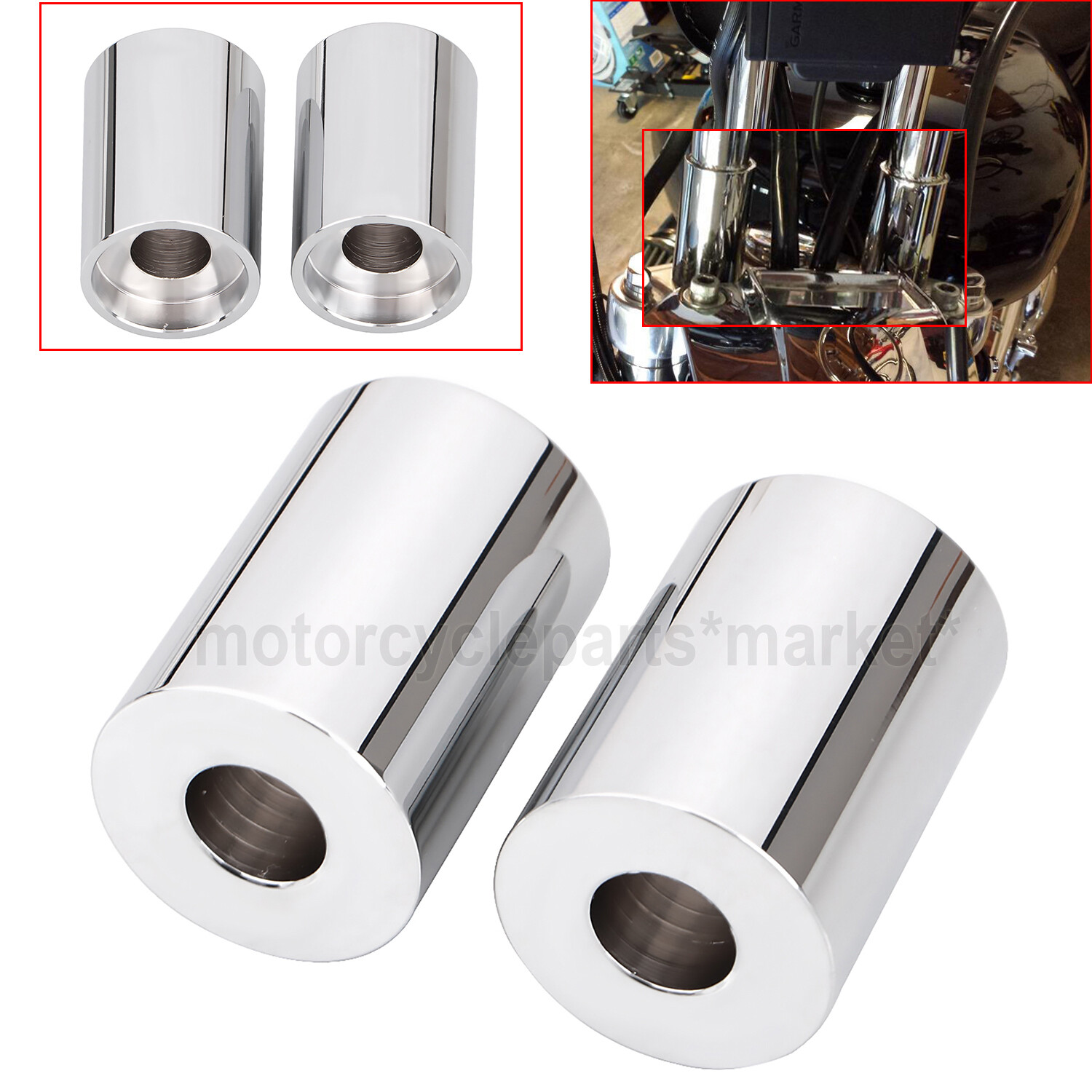 1.75″ Aluminum Chrome Riser Extensions For Harley 1″ Handlebars Dyna Sportster