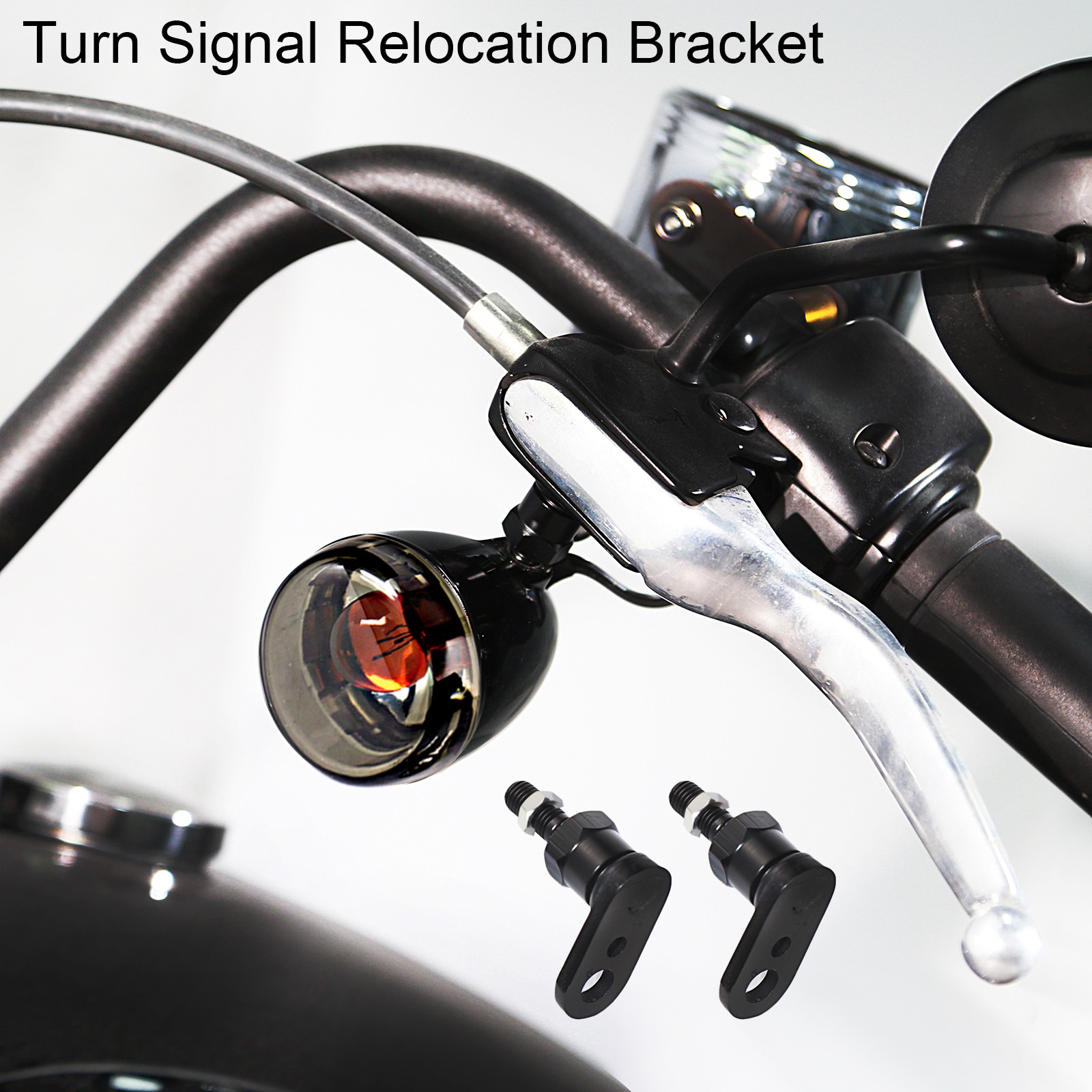 Black Turn Signal Relocation Bracket Swivel Kit For Harley Dyna Fatboy Breakout