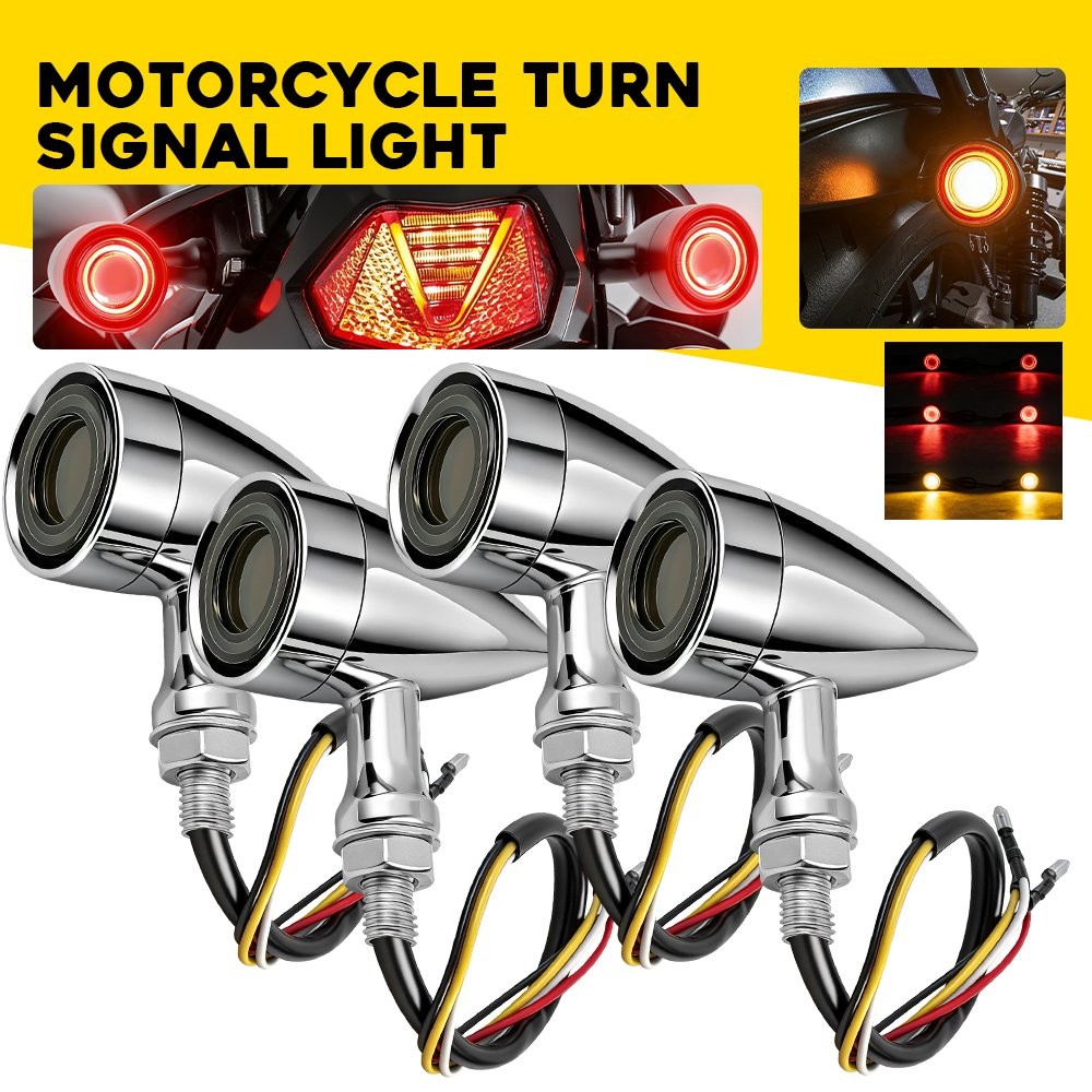 4PC Bullet Motorcycle LED Turn Signal Blinker Lights For Harley Davidson Softail
