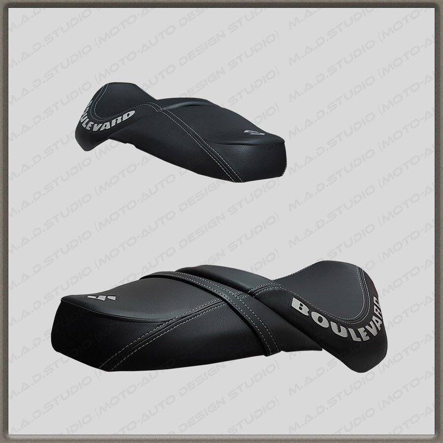CUSTOM Seat Cover Suzuki BOULEWARD M109R Black+Silver+silver-thread 2006+