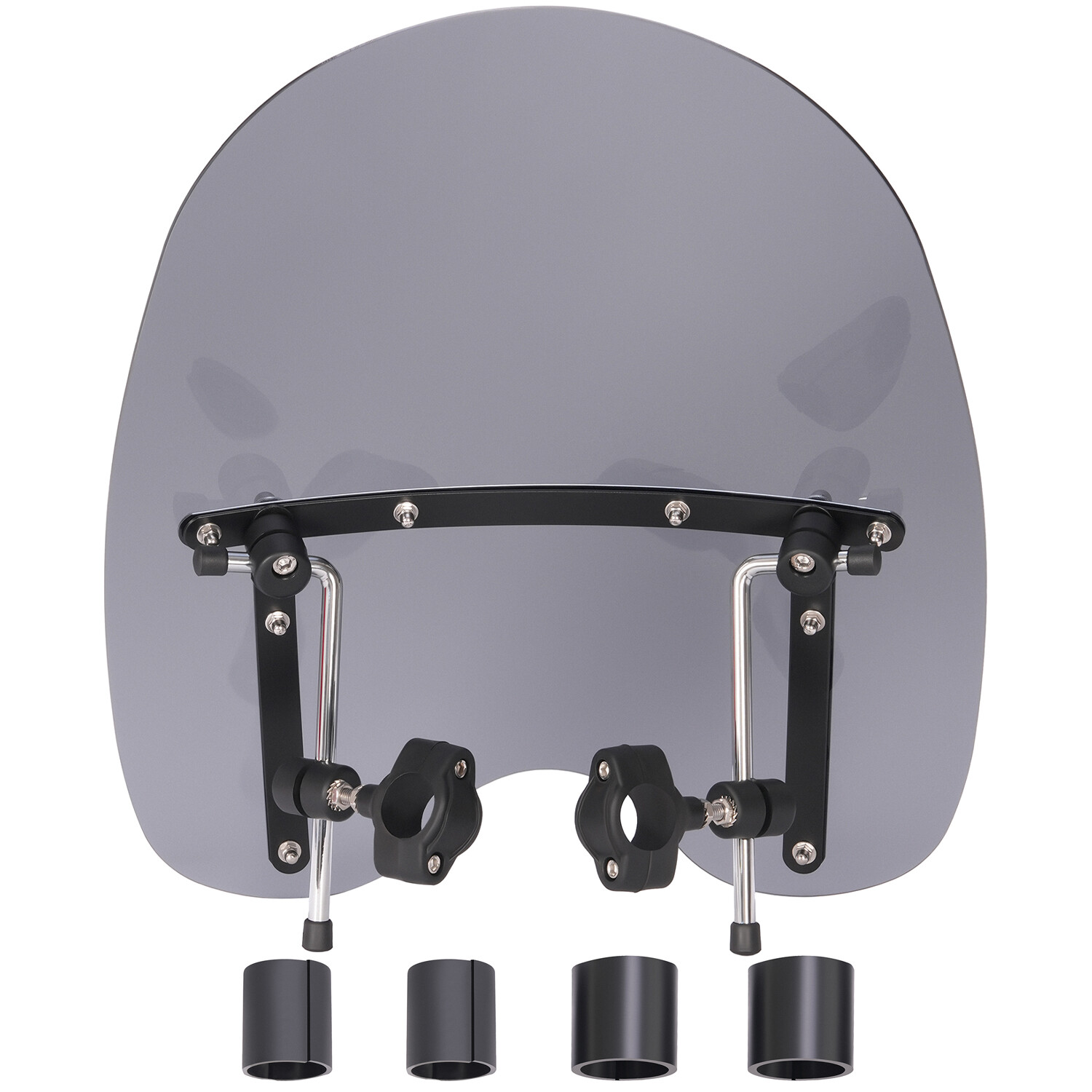 Universal 17 x 19″ Smoke Motorcycle Windshield for Harley Yamaha Kawasaki Honda