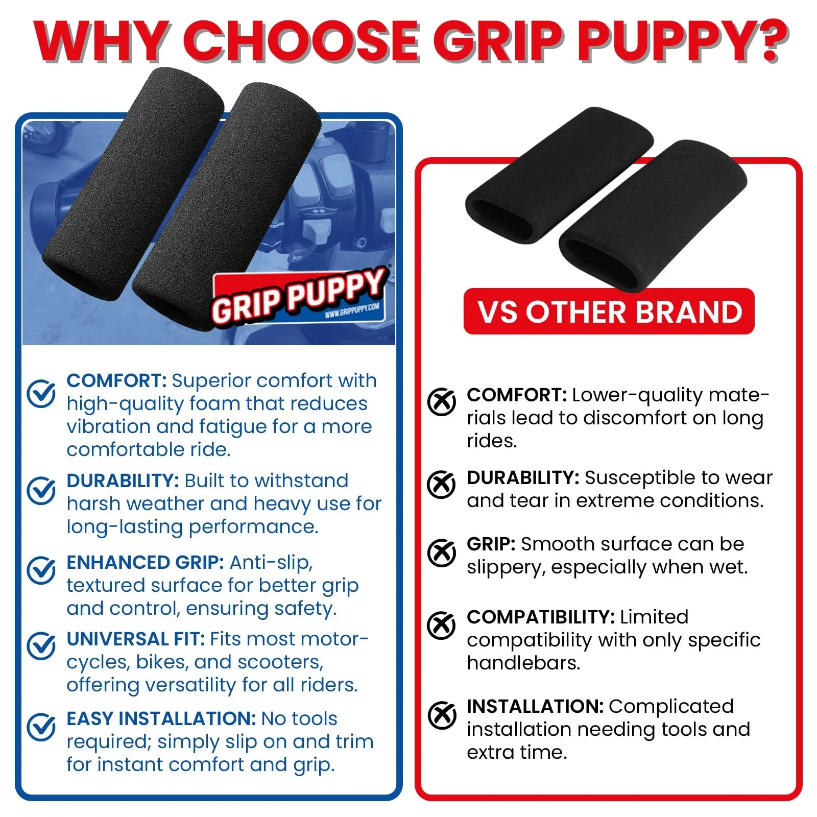 Grip Puppy Comfort Grips for Suzuki Motorcycles | 5 Year Warranty