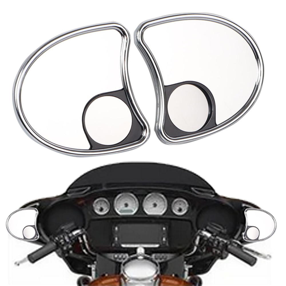 Chrome Fairing Mount Mirrors W/ Blind Spot Mirror For Harley Street Glide 96-13