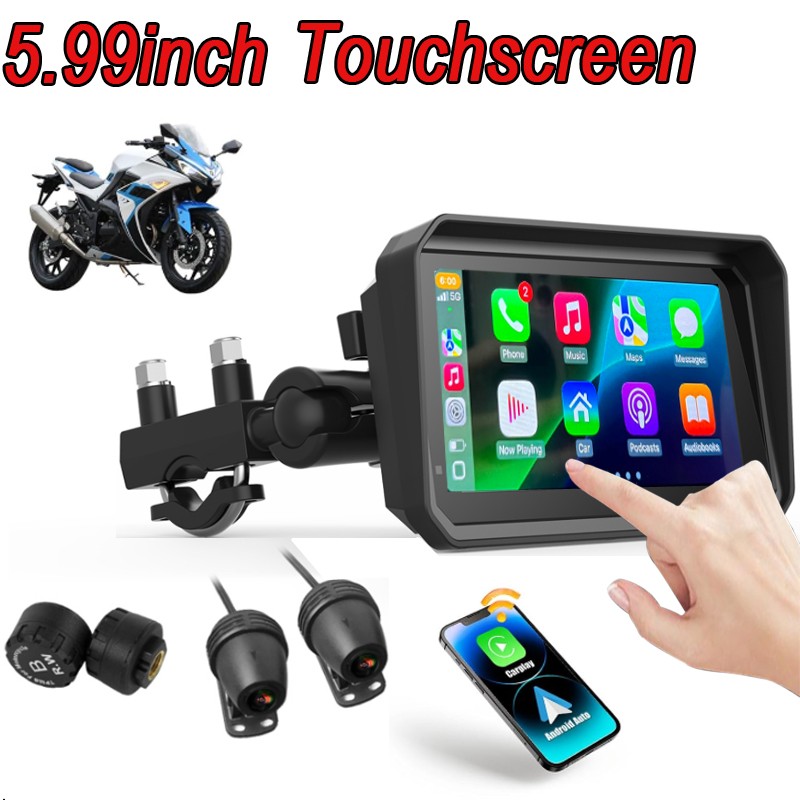 5.99″ Motorcycle GPS Navigation Android Auto CarPlay Touchscreen Wifi Camera