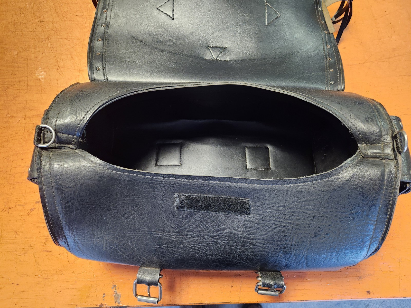 Faux Leather Motorcycle Saddle Trunk Bag American Biker Fringe Lightly Used