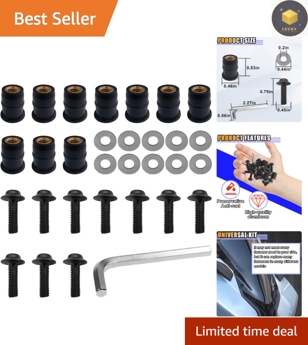 Rust-Resistant 10 PCS Motorcycle Windshield Screws – Durable Aluminum Fasteners