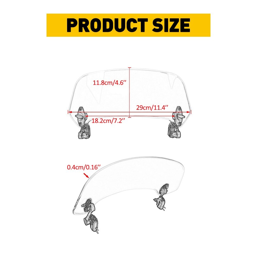 Universal Motorcycle Clip On Windshield Extension Spoiler Motorcycle Deflector E