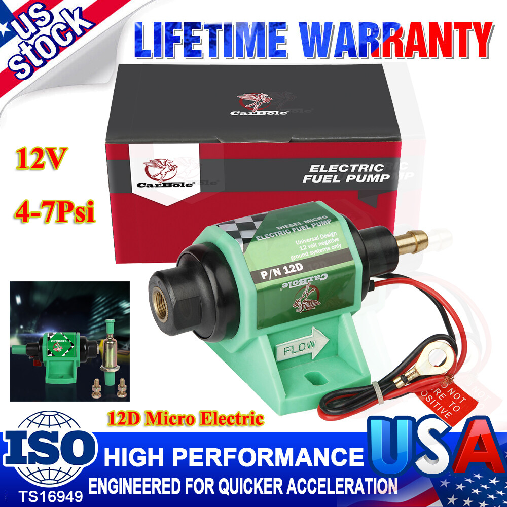 12V 4-7Psi Universal 12D Micro Electric Fuel Transfer Pump 35GPH For DIESEL Only