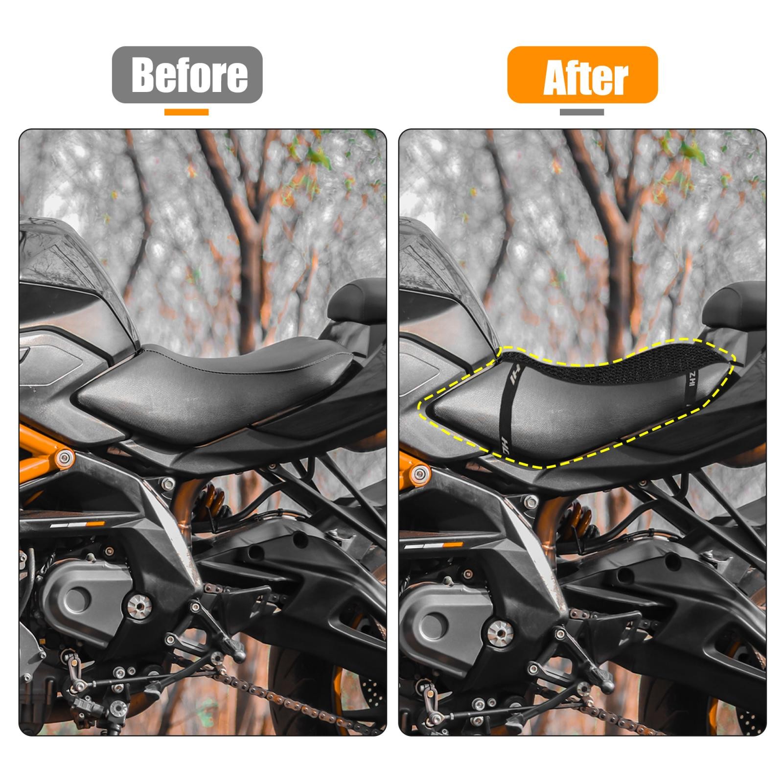 36x27cm Size S Motorcycle Seat Cover Breathable Double Layer 3D Mesh Black