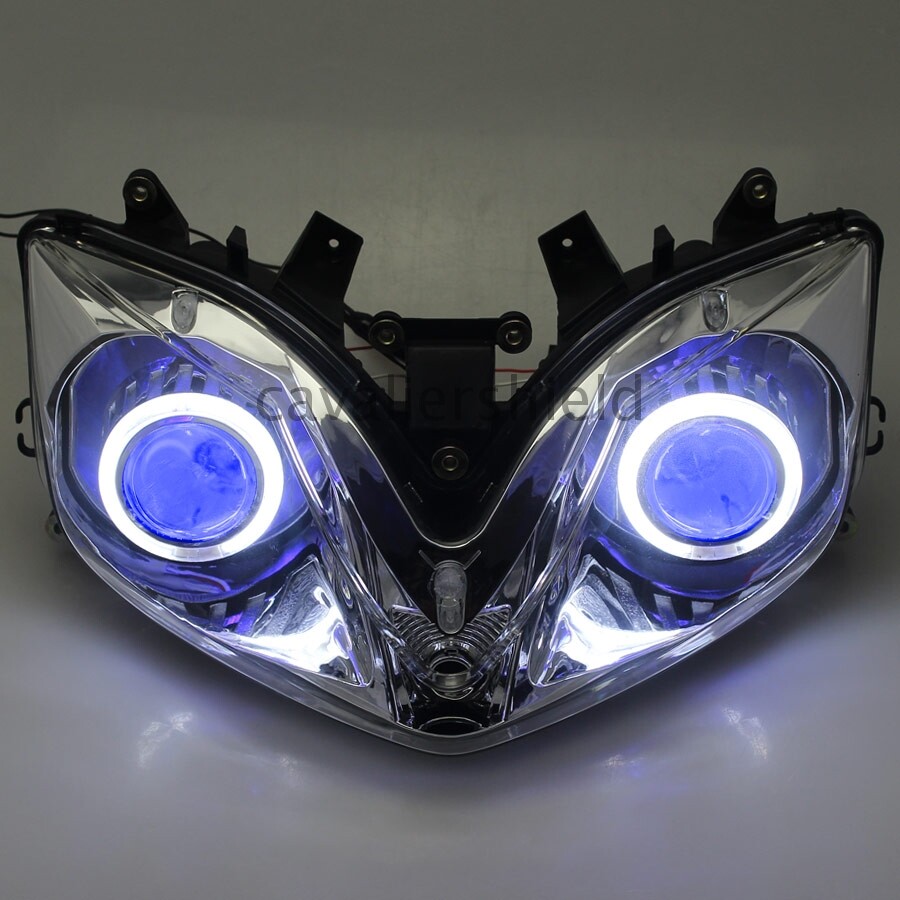 9-16V Fully Assembled Headlight White Angel Eye For Honda CBR 600 F4i 2001-2007