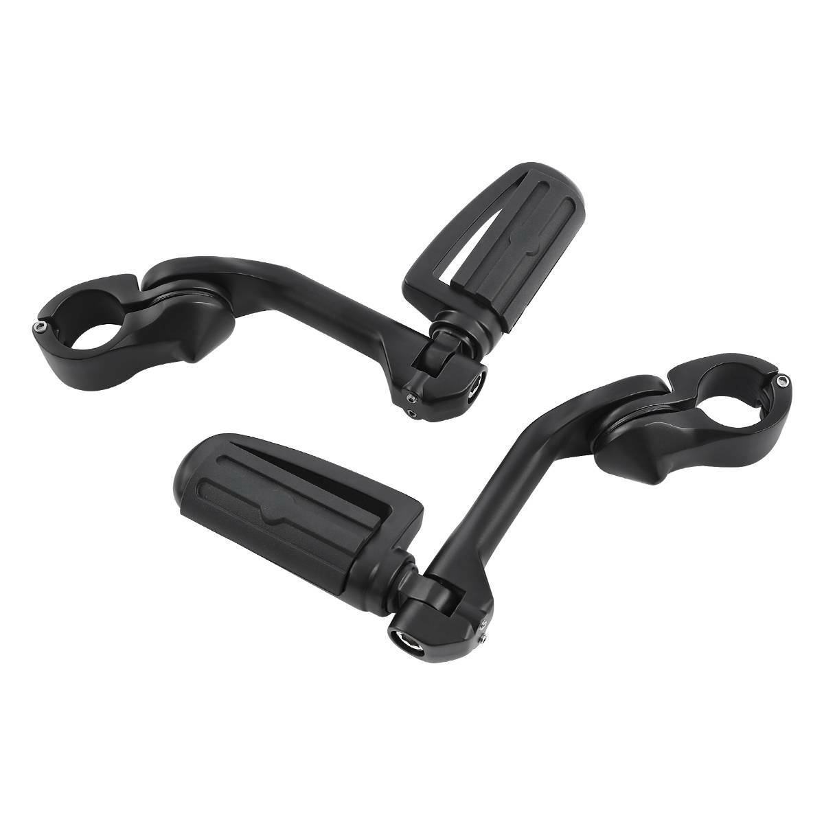 1 1/4″ Matte Black Highway Bar Mount Footpeg Long Angled Fit For Harley Touring