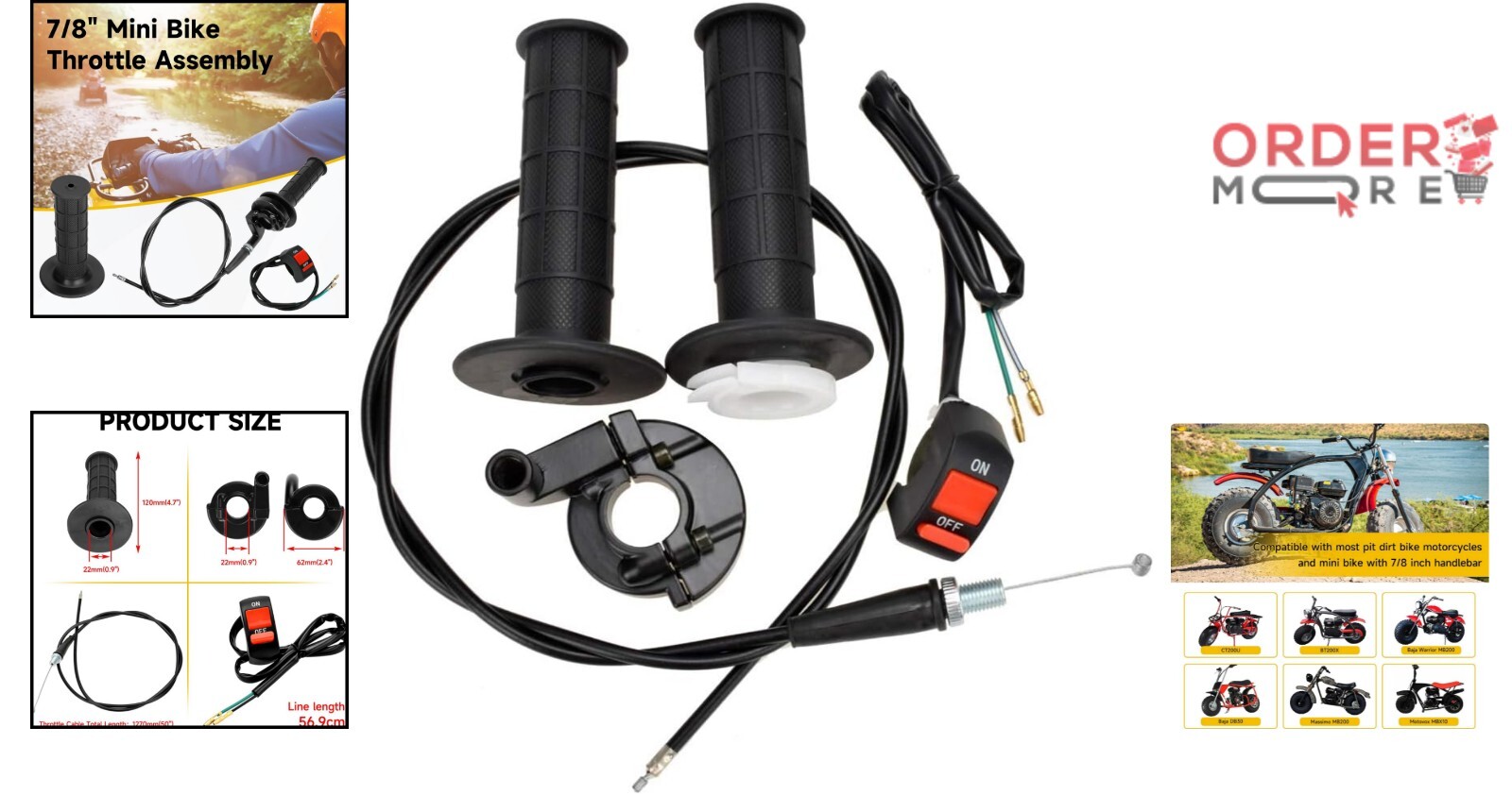 All-in-One 7/8″ Throttle Kit for Predator & Coleman Mini Bikes, Easy to Install