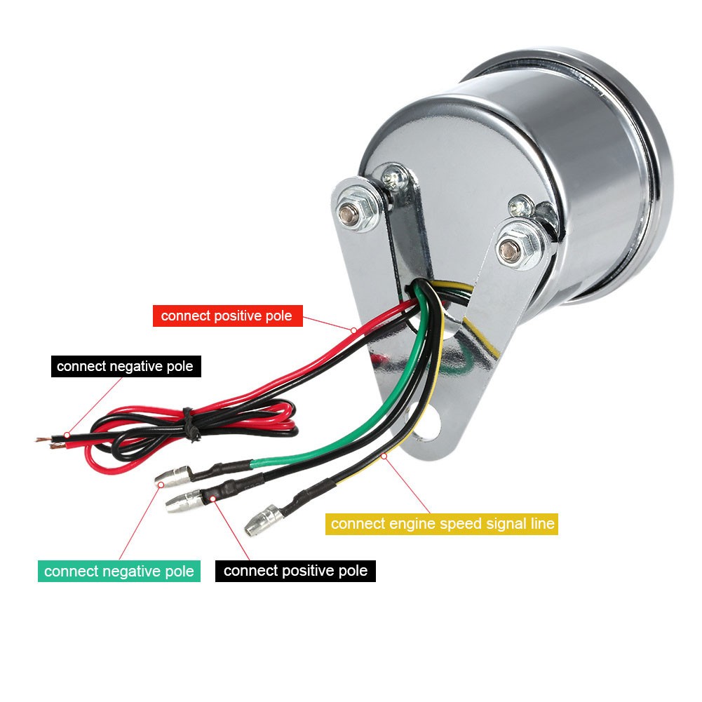 DC 12V Universal Motorcycle Tachometer Electronic Tach Meter Speedometer Gauge