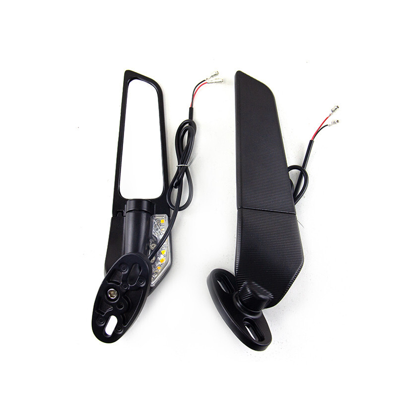 Winglets Wind Wing Rearview Side Mirror w/ White LED Light For Honda CBR1000RR