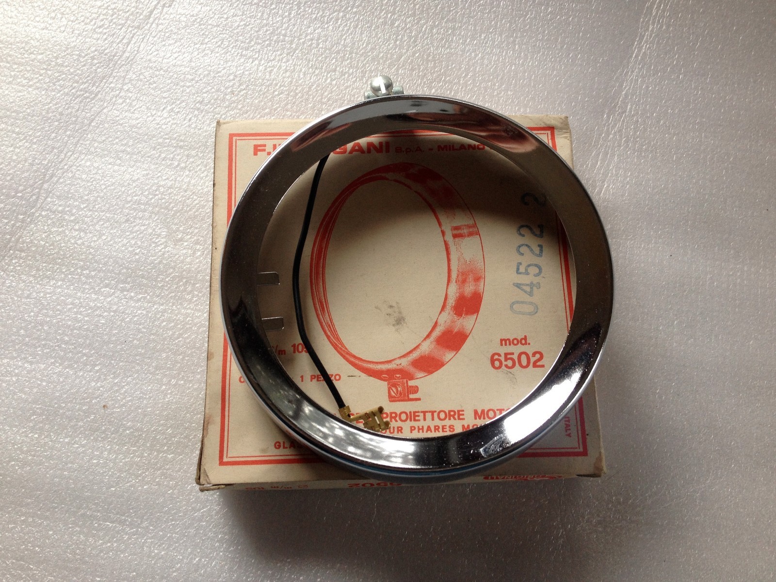 Original Vintage C.E.V. Chrome Rim for Motorcycle Headlamp 105mm Mod. 6502 NOS