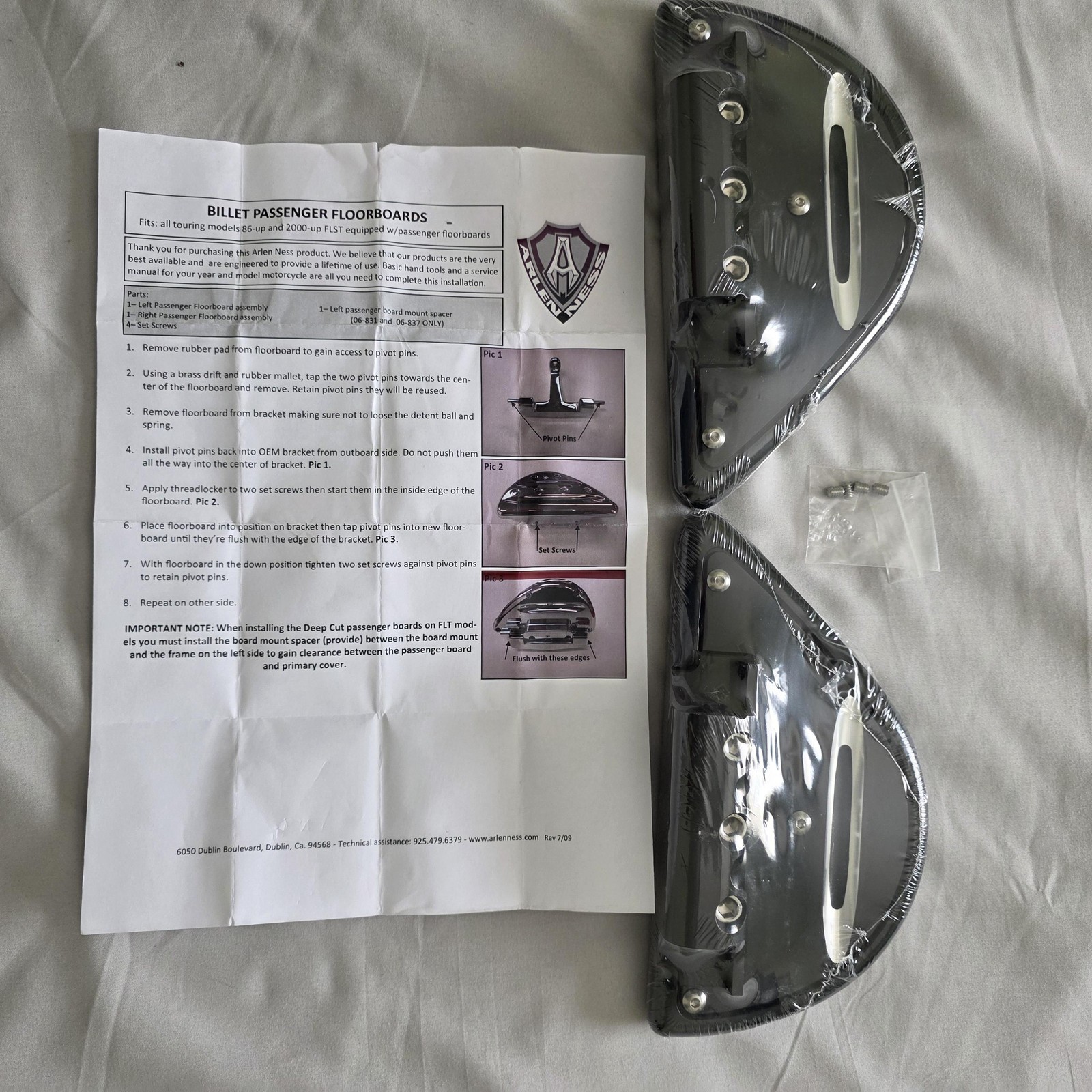 Arlen Ness Billet Passenger Floorboards Pair Black Motorcycle Durable New Set
