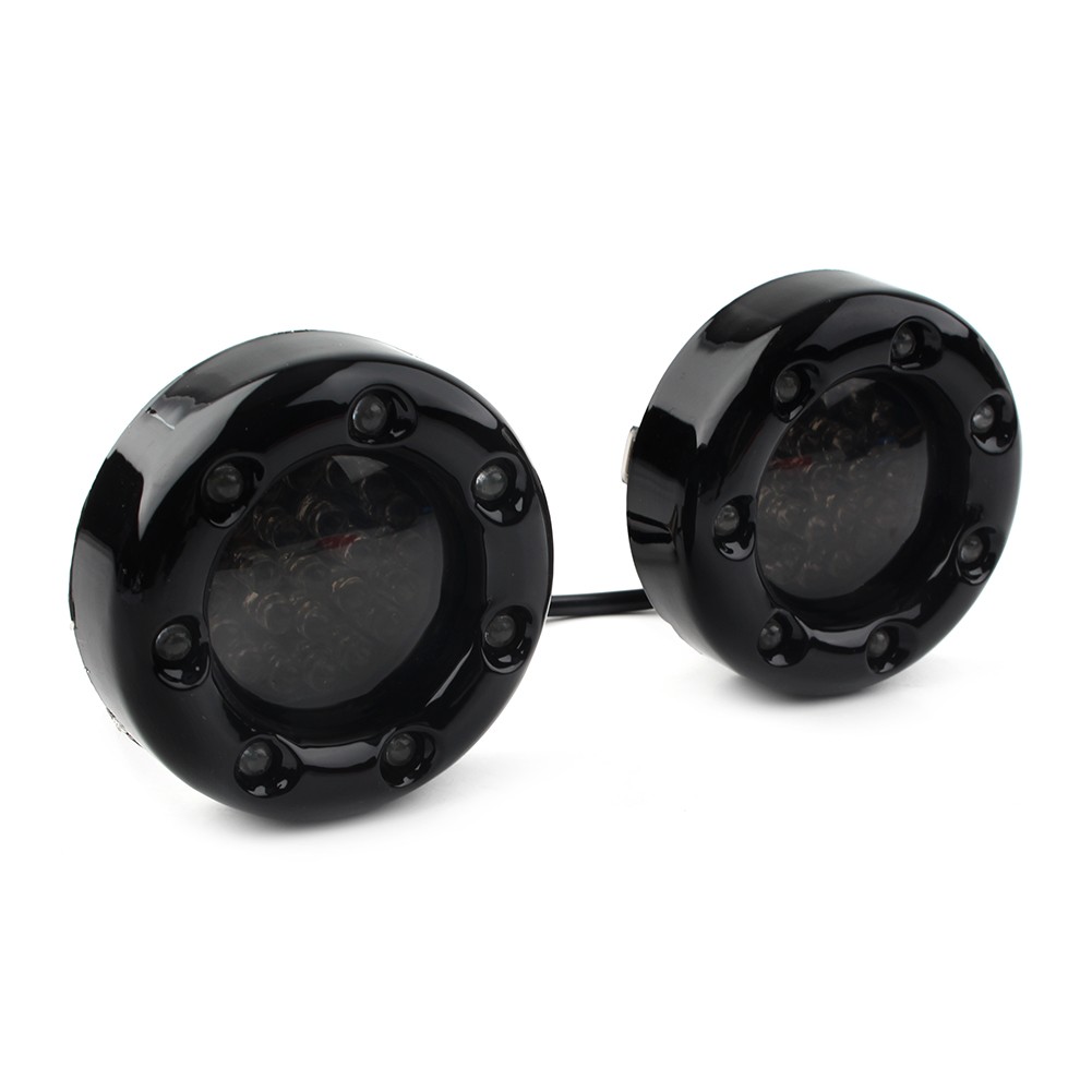 1 Pair LED Black Fire Ring Turn Signals Lights for Harley Softail Dyna