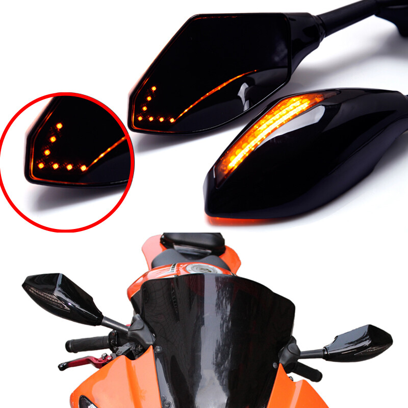 For Yamaha YZF600R FZ6R Raven Motorcycle LED Turn Signals Side Mirrors Amber Lam