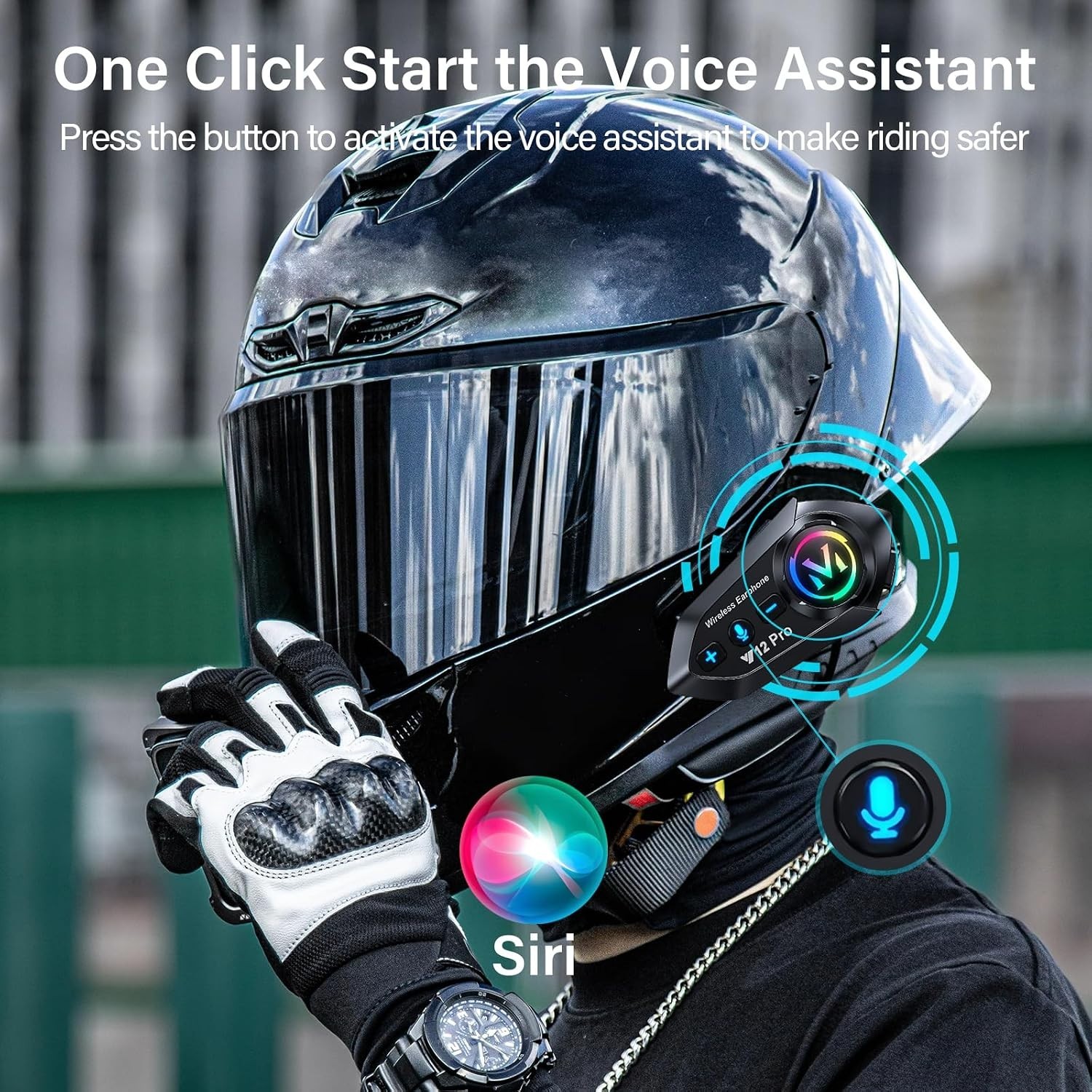 Motorcycle Helmet Bluetooth Headset 2 Way Intercom 550 Yards,HIFI Sound,Noise…