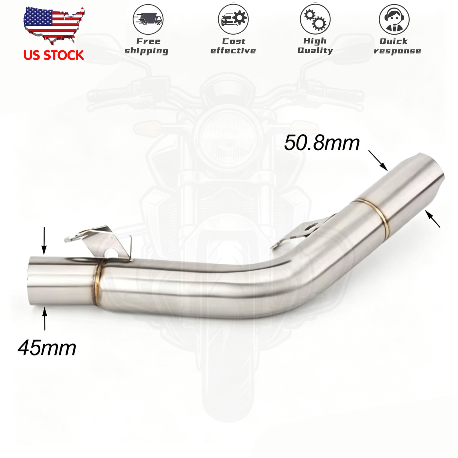 For Suzuki GSXR600 GSXR750 11-26 Exhaust System Mid Pipe Slip On Silvery Muffler