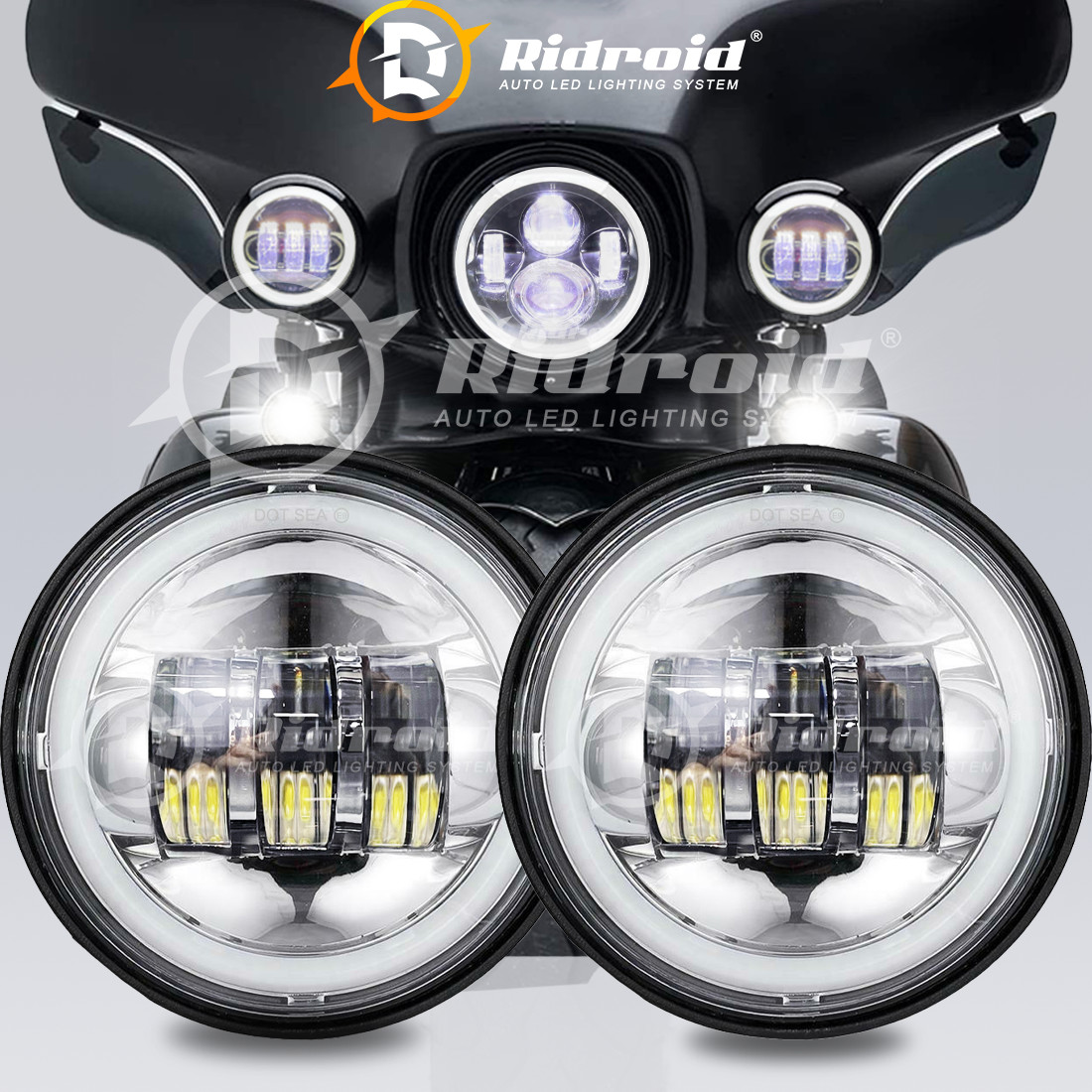 2x 4.5″ Inch 60W LED Spot Fog Passing Lights Lamps For Harley Davidson Touring