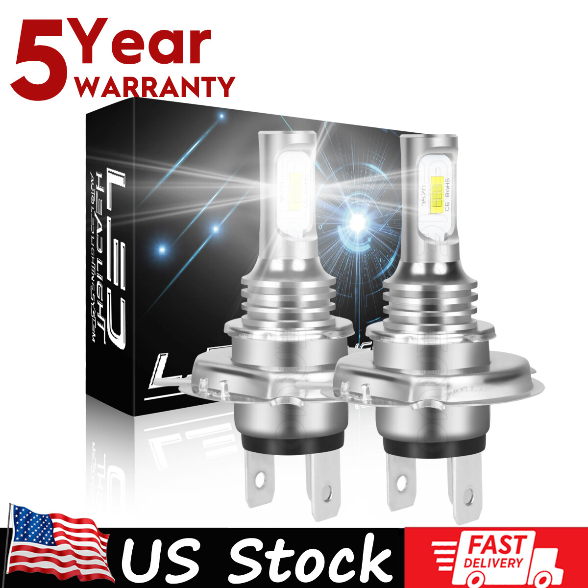Pair Upgrade High/Low Bean Headlight LED Bulbs for Honda XR650L 1993-2023