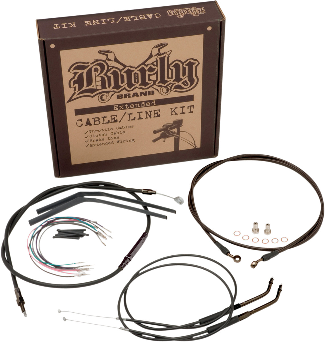 Burly Cable/Brake Line Kit 14″ Handlebars for Harley 2007-10 FXST/B/C/D B30-1012