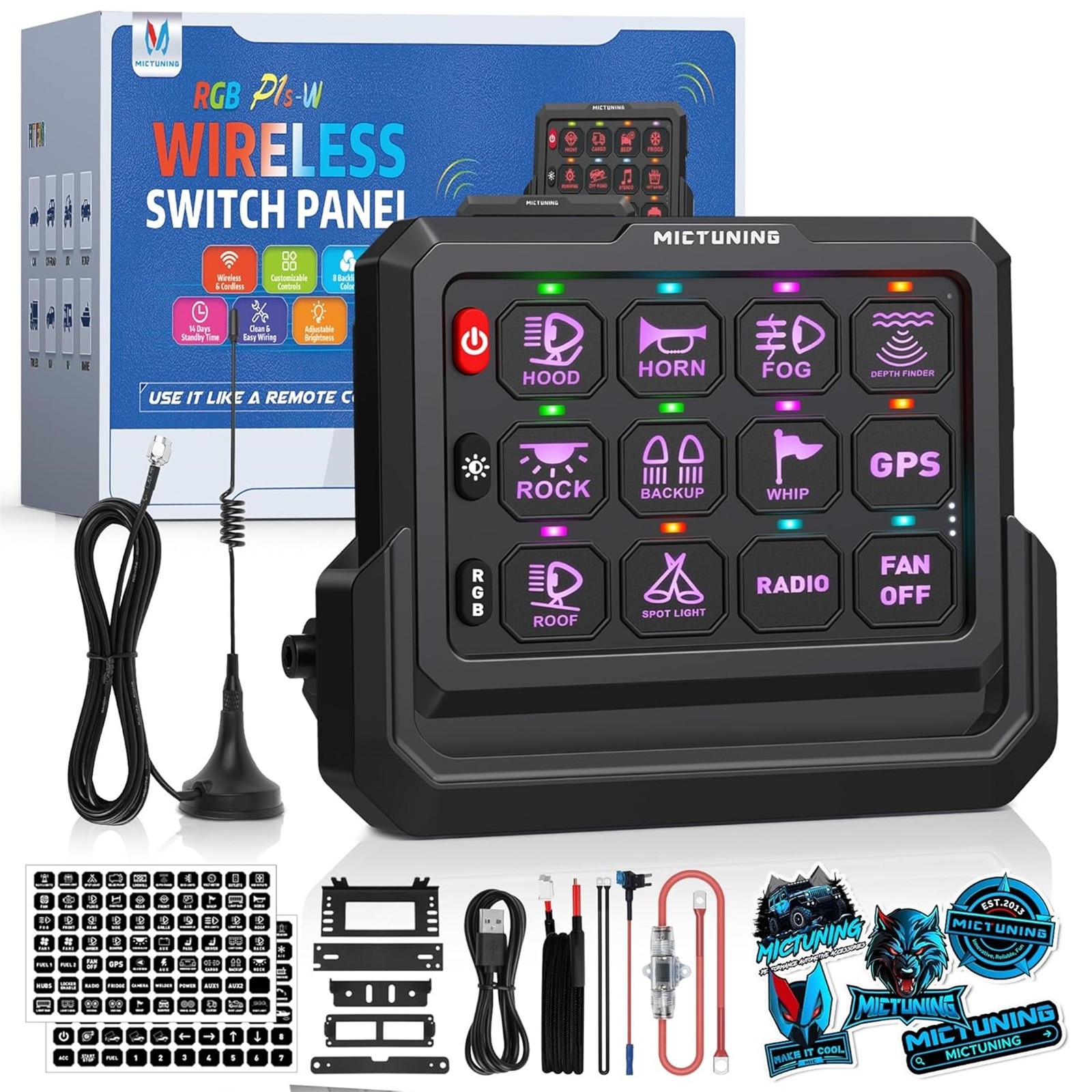 Universal Wireless RGB 12 Gang Switch Panel LED Light Circuit Control System Box
