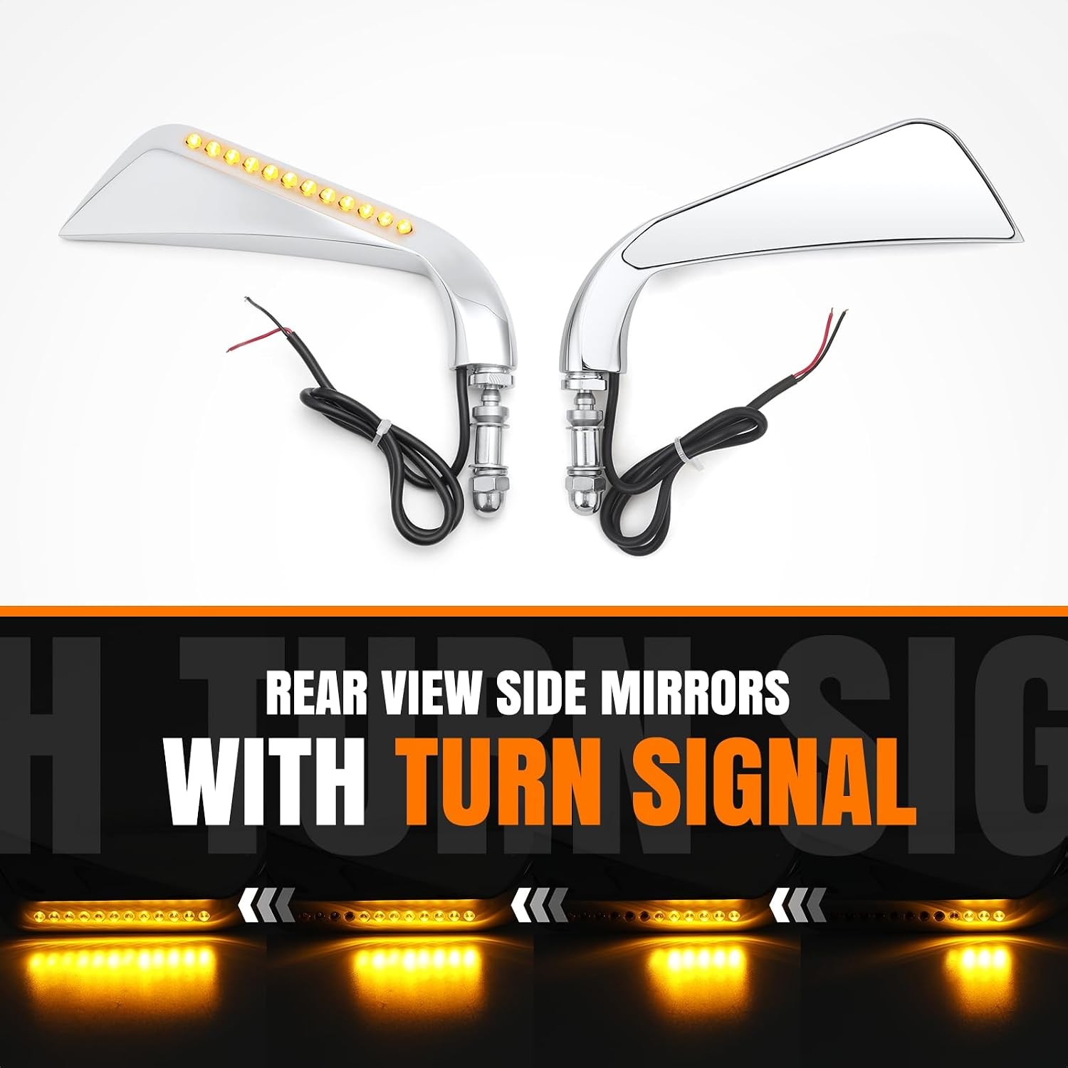 Left & Right Motorcycle Rearview Mirrors w/ LED Turn Signal for Harley Davidson