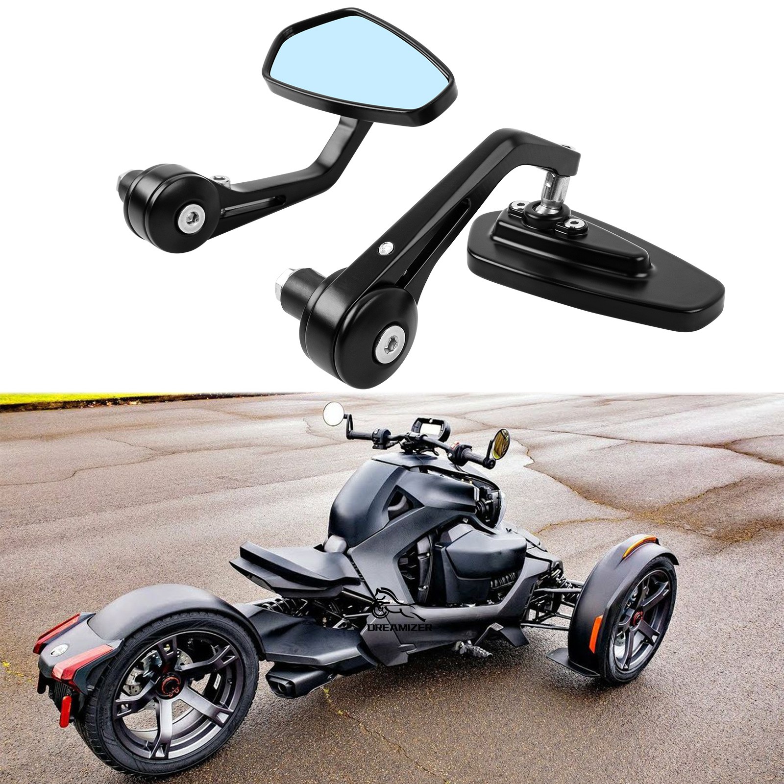 7/8″ 22mm Handlebar Bar End Rearview Mirrors For Can Am Ryker 600 900 Ace Rally