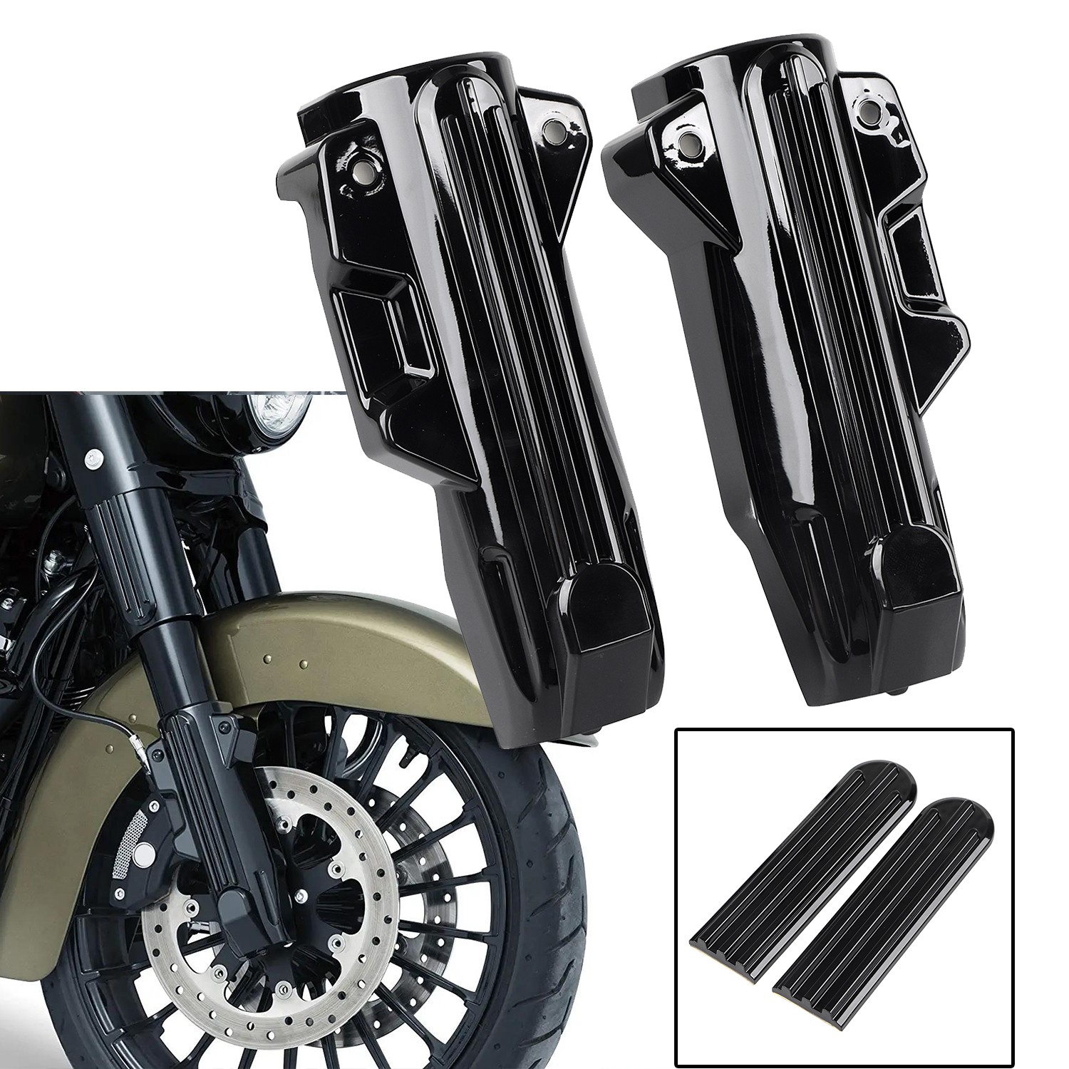 US Black Lower Fork Covers Upper Fork Slider Accent For Harley Road Street Glide