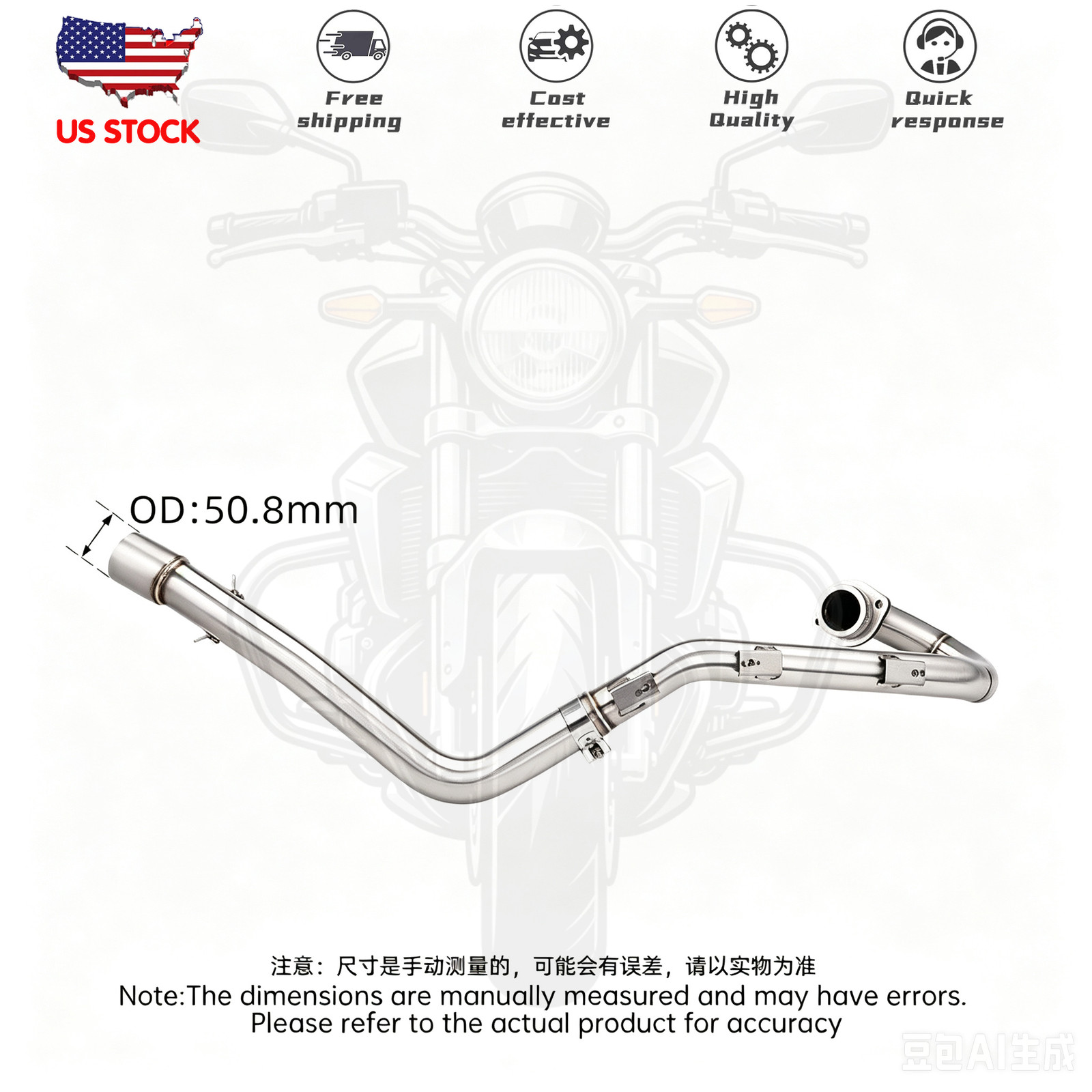 Full System Silvery Exhaust Tips Header Pipe For Yamaha Raptor 700 R 700R 15-26