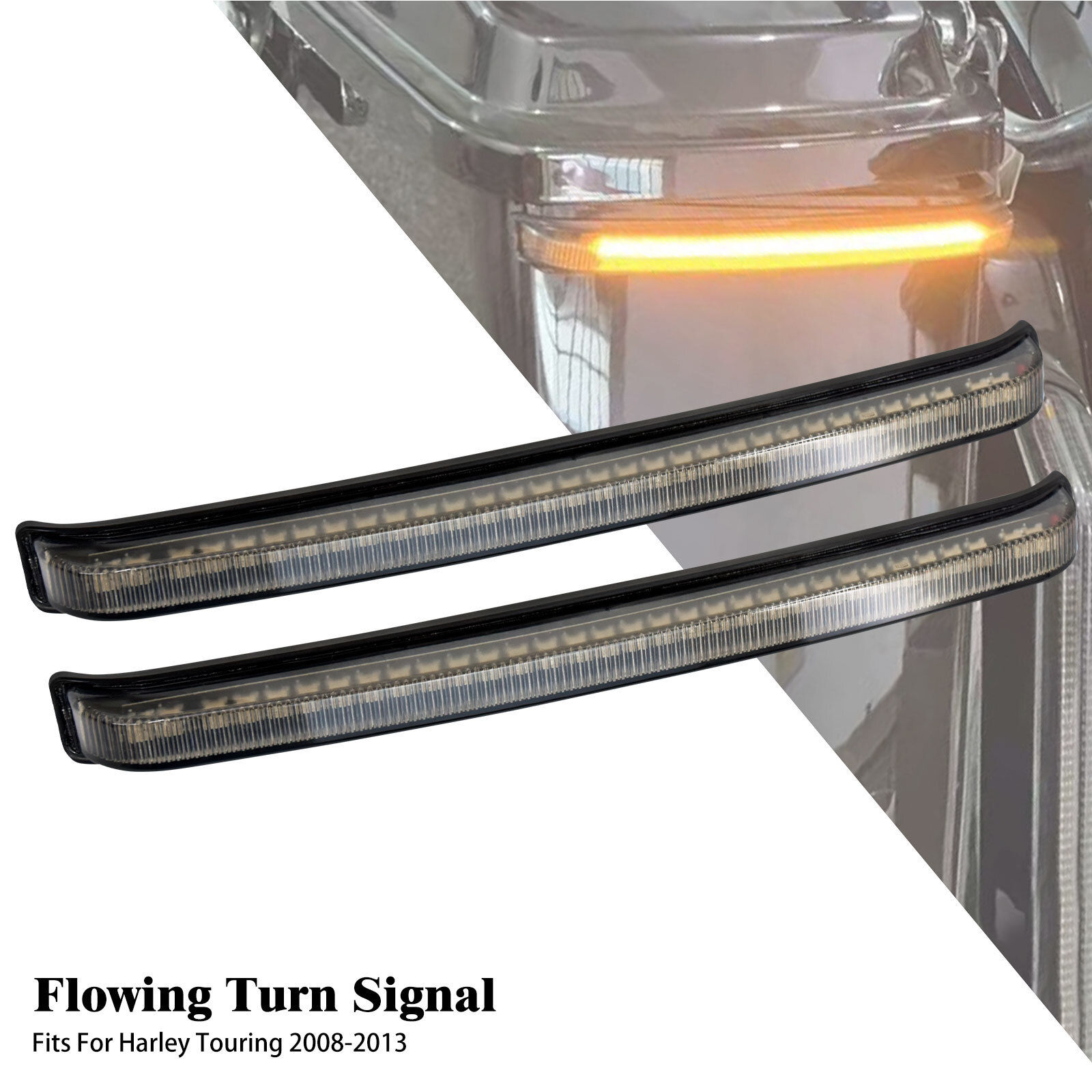 Saddlebag LED Run Brake Turn Signal Light w/ Somke Lens For Harley Touring 08-13