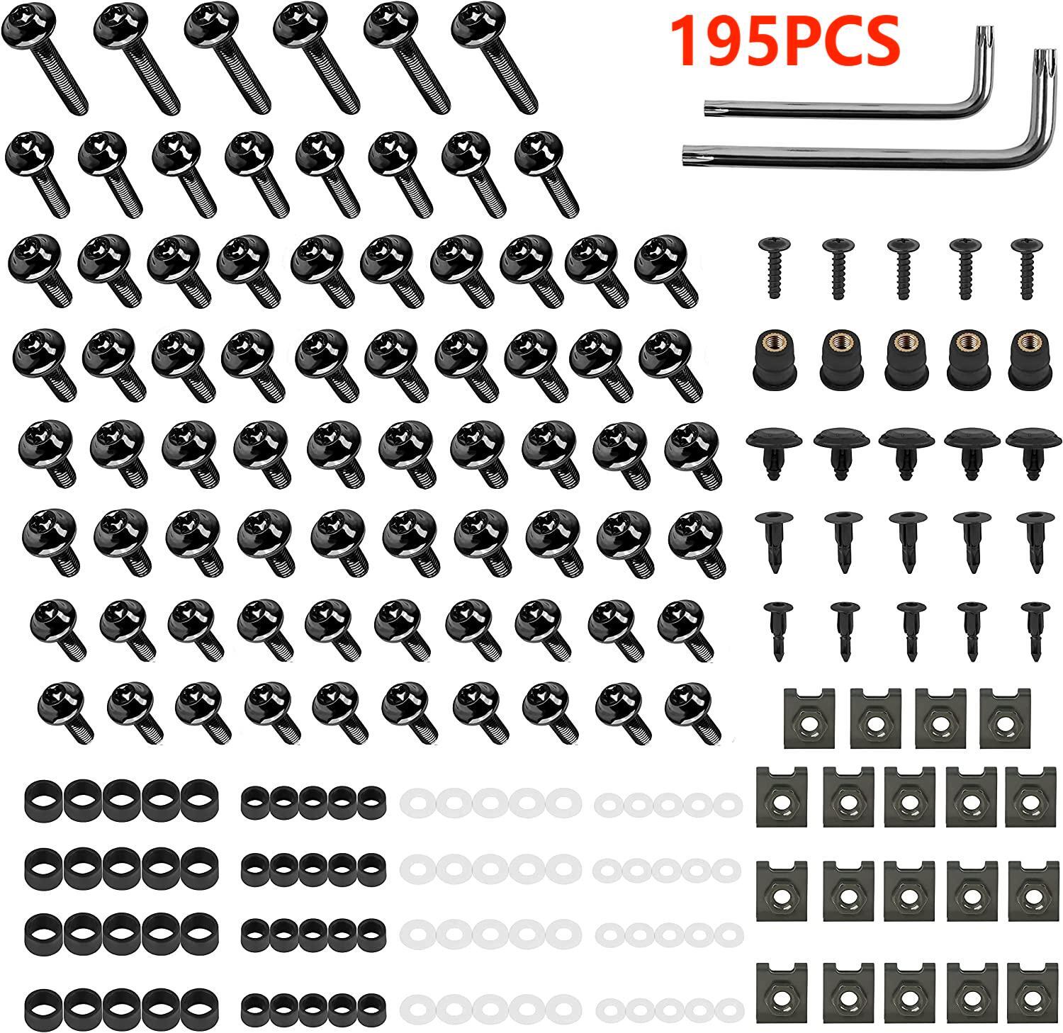 195pcs M5 M6 Torx Screws Stainless Steel Fairing Bolts Kit Fasteners Bodywork