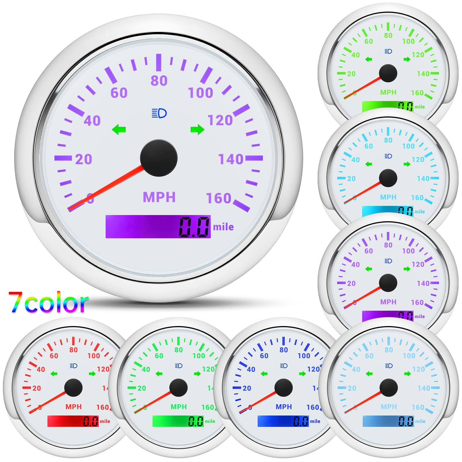 85MM White GPS Speedometer 0-160MPH Gauge for Motorcycles Boat Car Truck ATV US