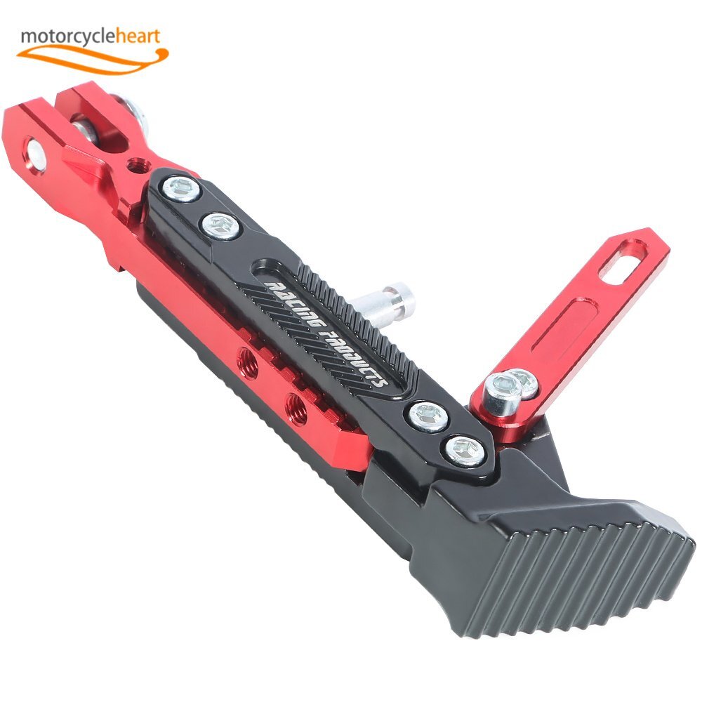 Red Adjustable CNC Aluminum Alloy Kickstand Motorcycle Foot Side Support Stand