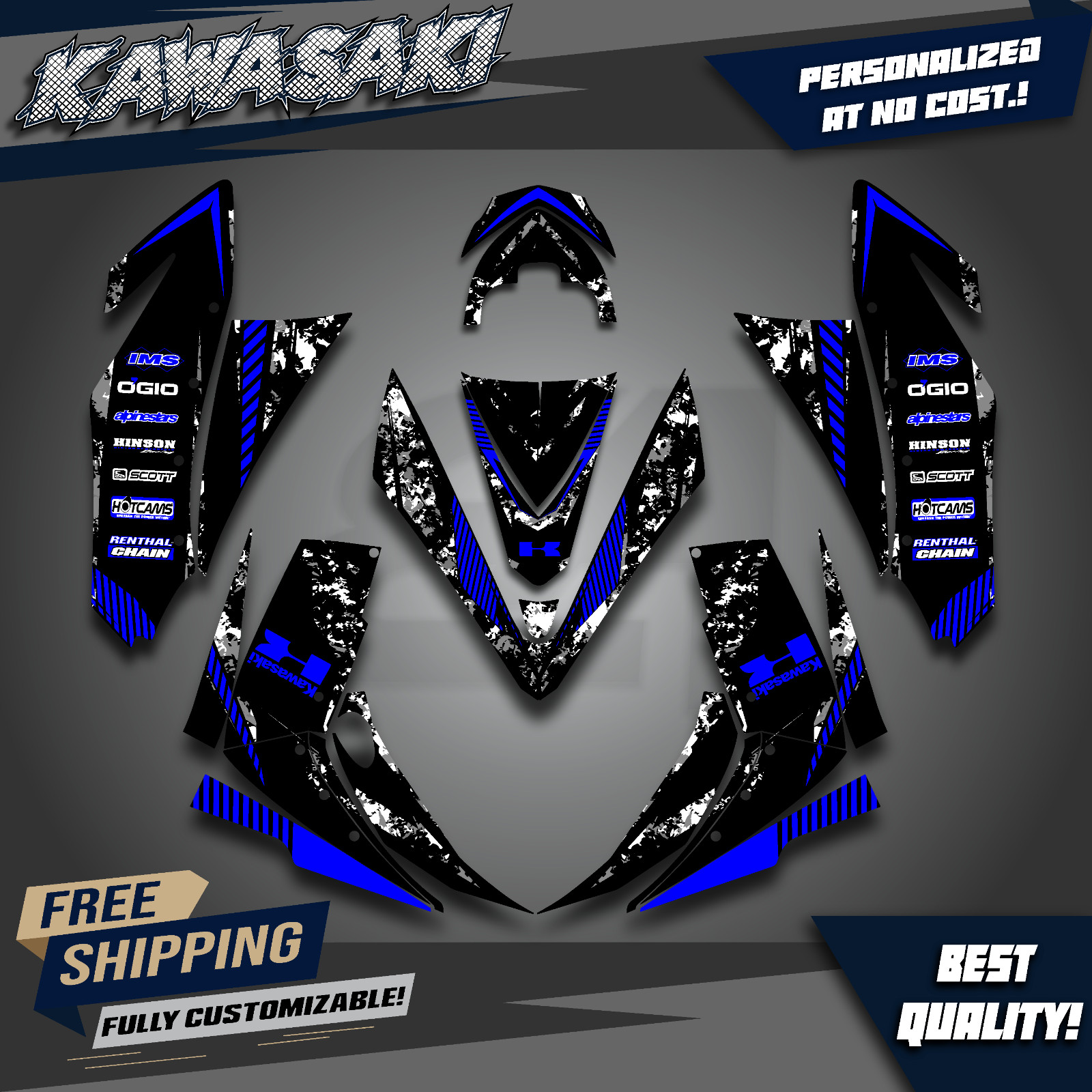 Kawasaki KFX 450 450R graphics kit 2008 2009 2010 to 2014 decals stickers atv