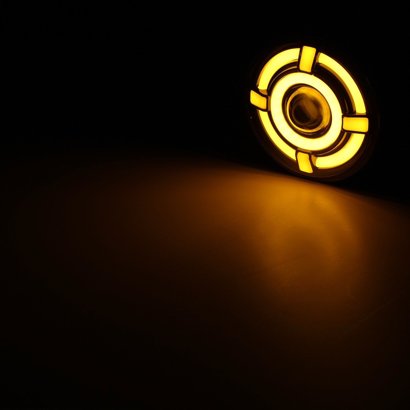 5-3/4″ 5.75inch Round Motorcycle LED Headlight with DRL Amber Turn Signal Black
