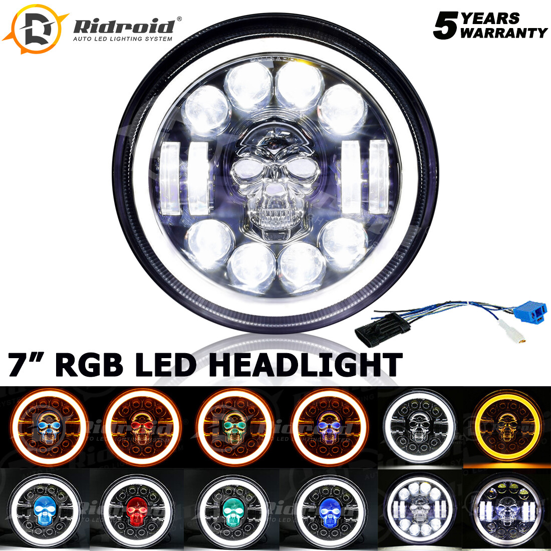 RGB 7inch Motorcycle LED Headlight for For Honda Motorcycle Shadow VXL Sabre 110
