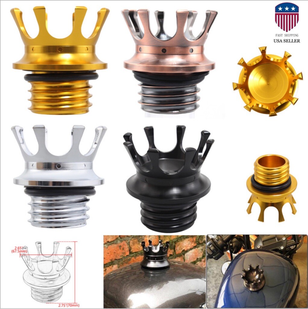 King Crown Gas Cap Fuel Tank Right-hand Thread Bil for Harley Softail USA