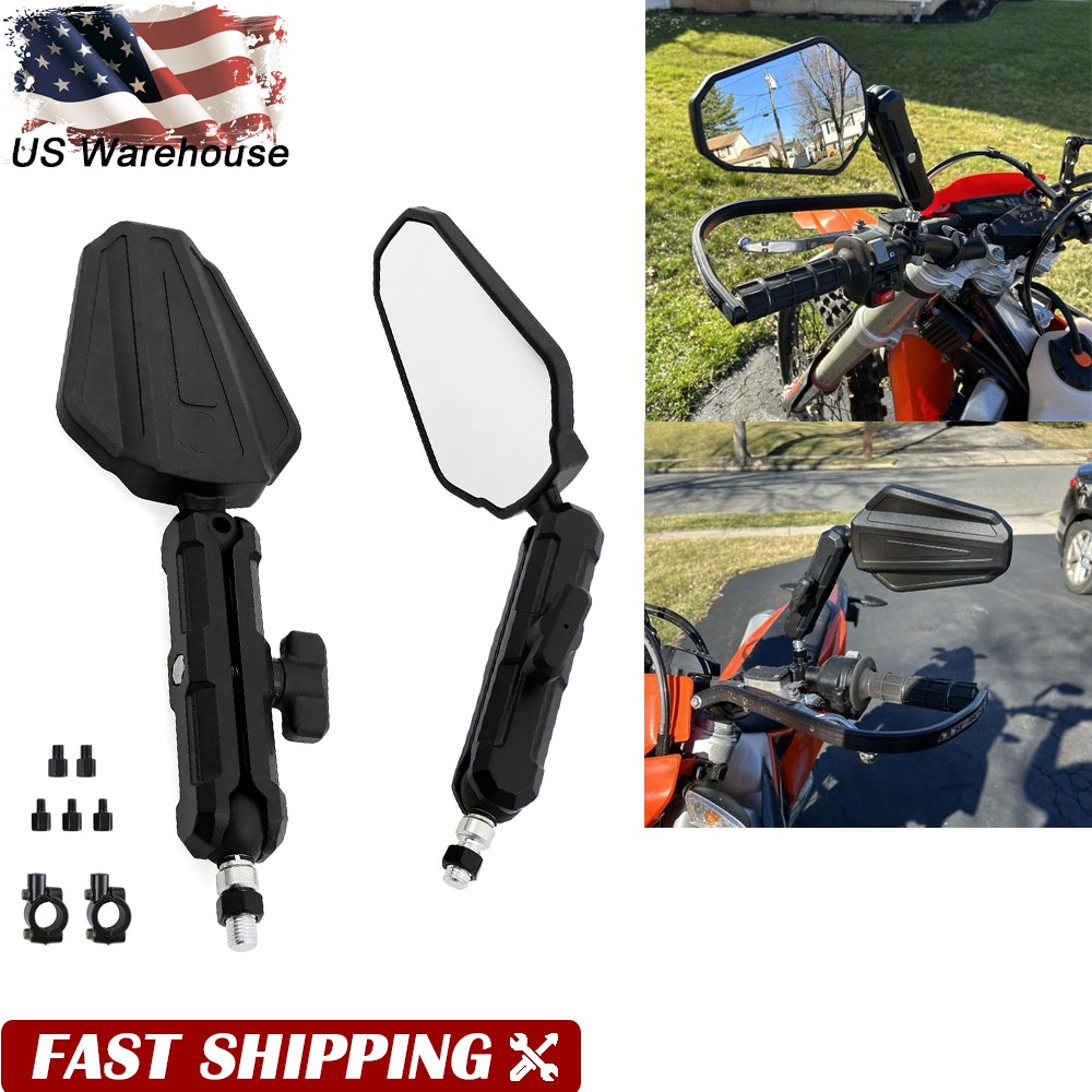 For Dirt Bike Dual Sport Pair Adventure Motorcycle Mirrors 7/8″ Hanlerbar Mount